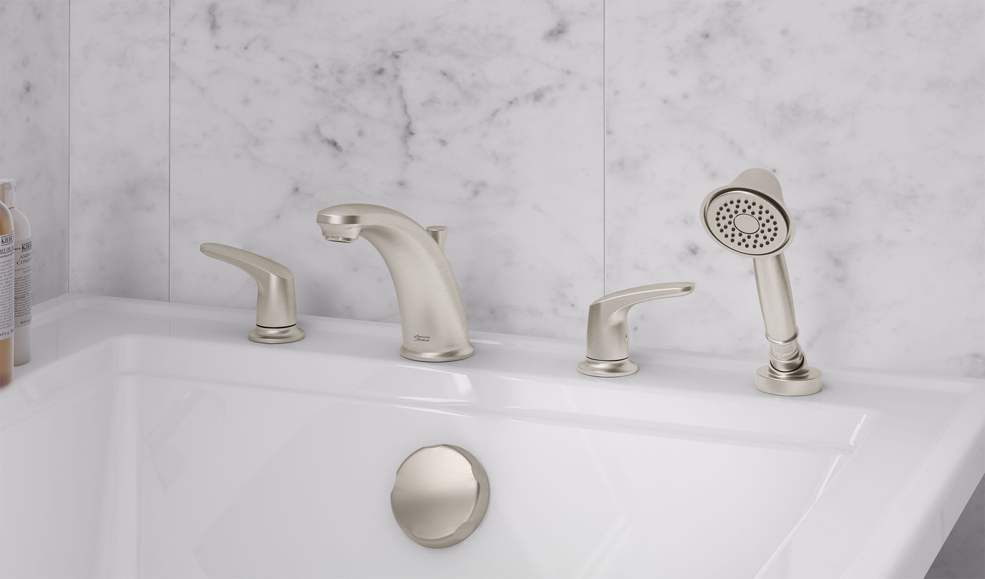 Colony PRO Bathtub Faucet Trim With Lever Handles and Personal Shower for Flash Rough In Valve   BRUSHED NICKEL